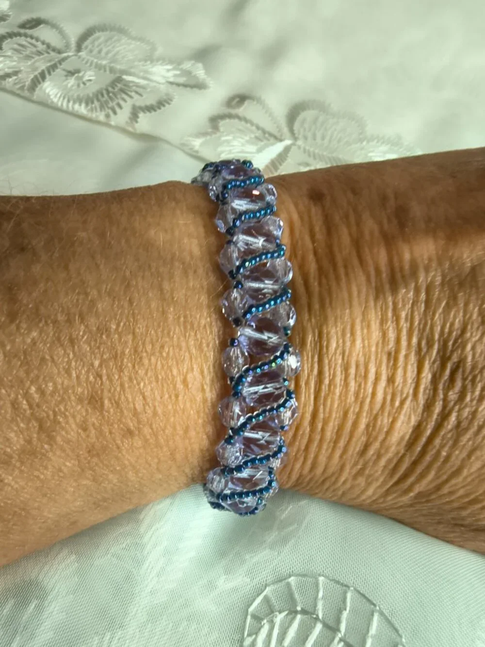 Silver Tone Glass Crystal Bracelet